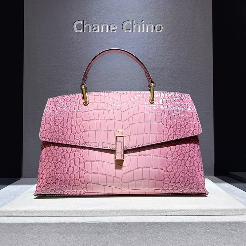 Pink Crocodile Pattern Leather Women'S Handbags Luxury Fashion Lady Shell Shoulder Crossbody Bag Top Handle Messenger Bags