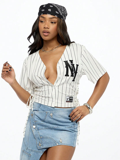 SUMWON WOMEN Street Tie up Corset Style Basketball Top