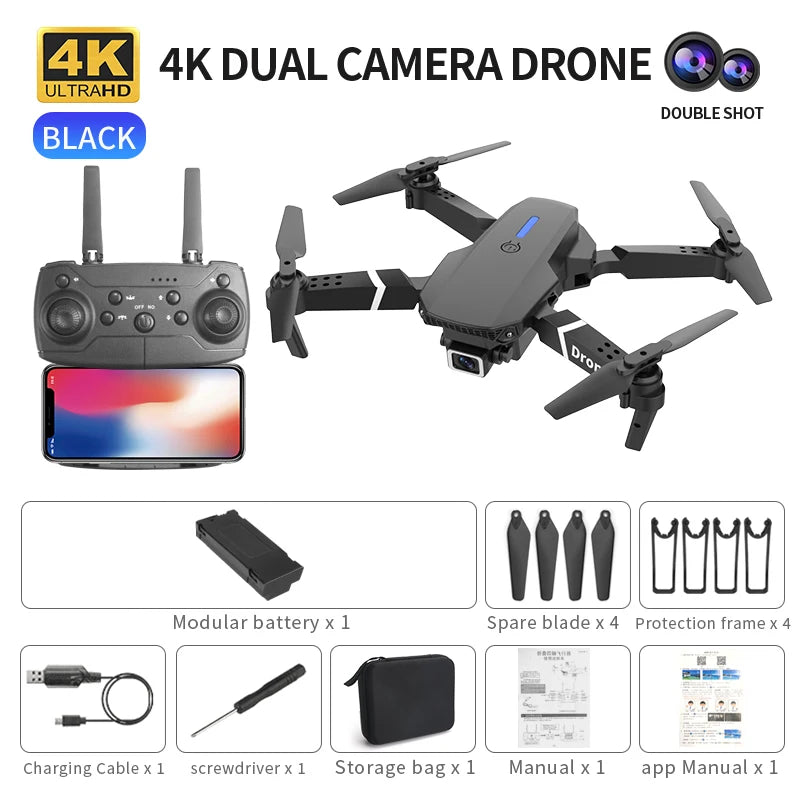 Professional E88 Drone: 4K UHD Camera, WiFi FPV, Altitude Hold & Portable Foldable Design for Aerial Excellence