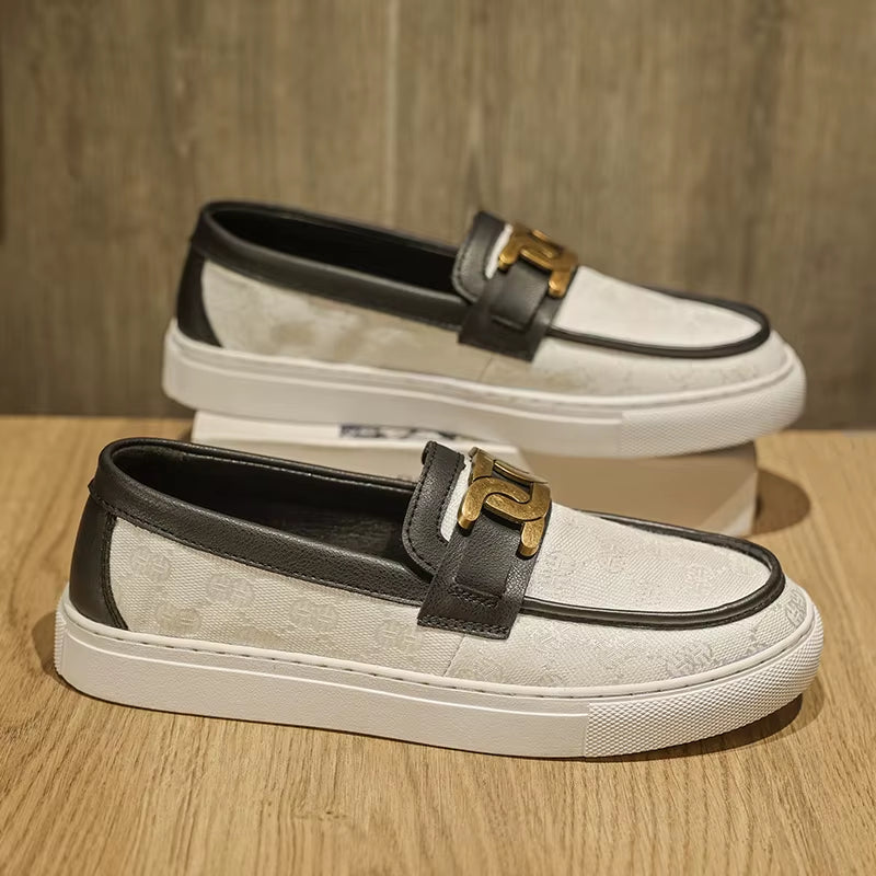 2024 New Bussiness Casual Shoes for Men Low-Top Fashion Loafers Slip on Flat Boat Shoe Mens Luxury Leather Shoes