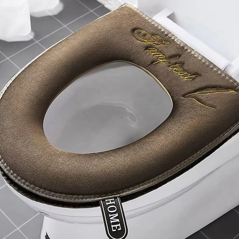 Luxurious Winter Warm Universal Toilet Seat Cover - Soft, Waterproof, and Washable with Convenient Handle