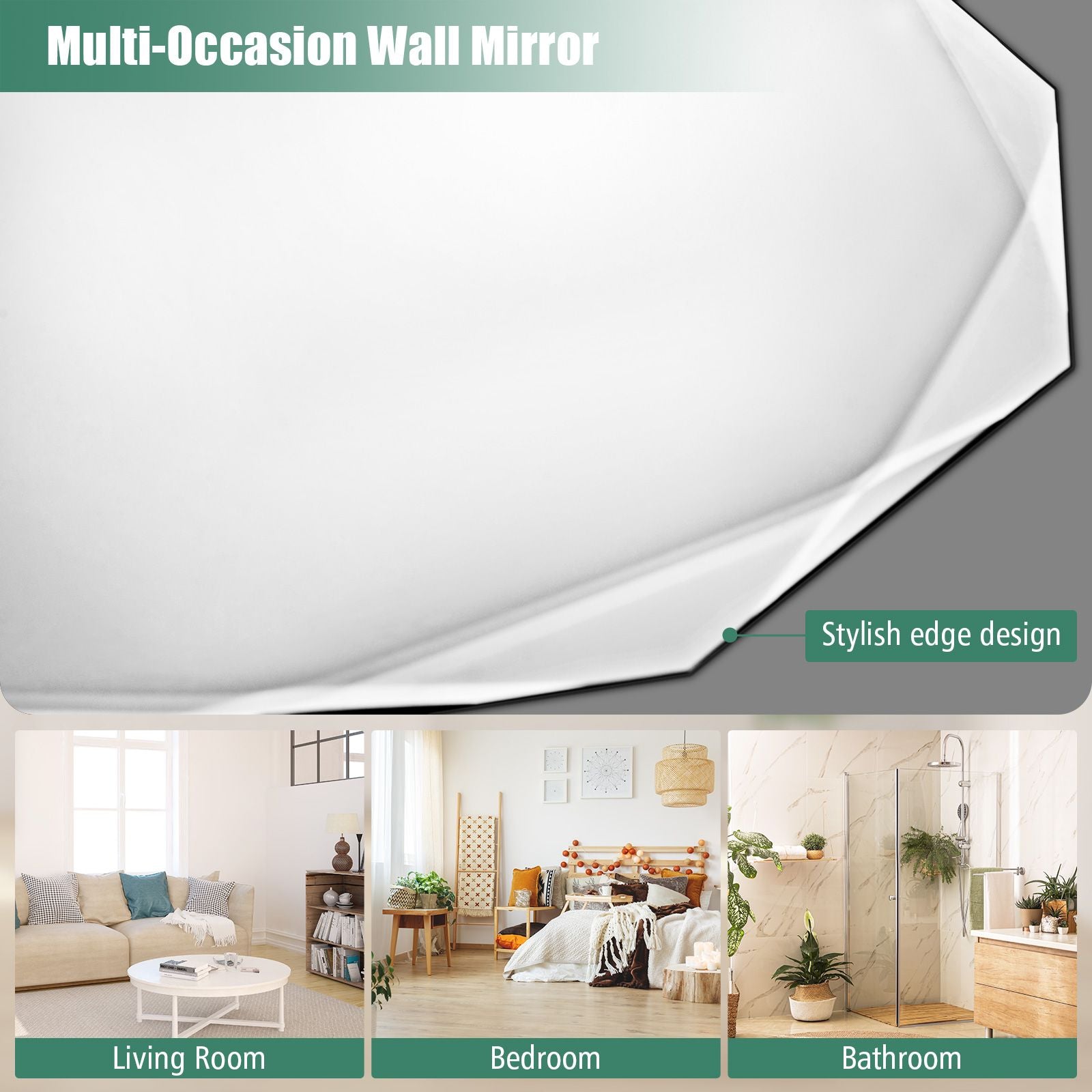 Frameless Wall-Mounted Mirror with Premium Silver Polished Finish