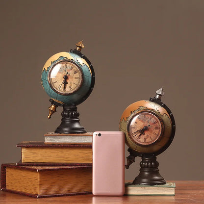 American Retro Decoration Globe Living Room TV Cabinet Foyer Stand Clock Office Decoration Desktop Decoration