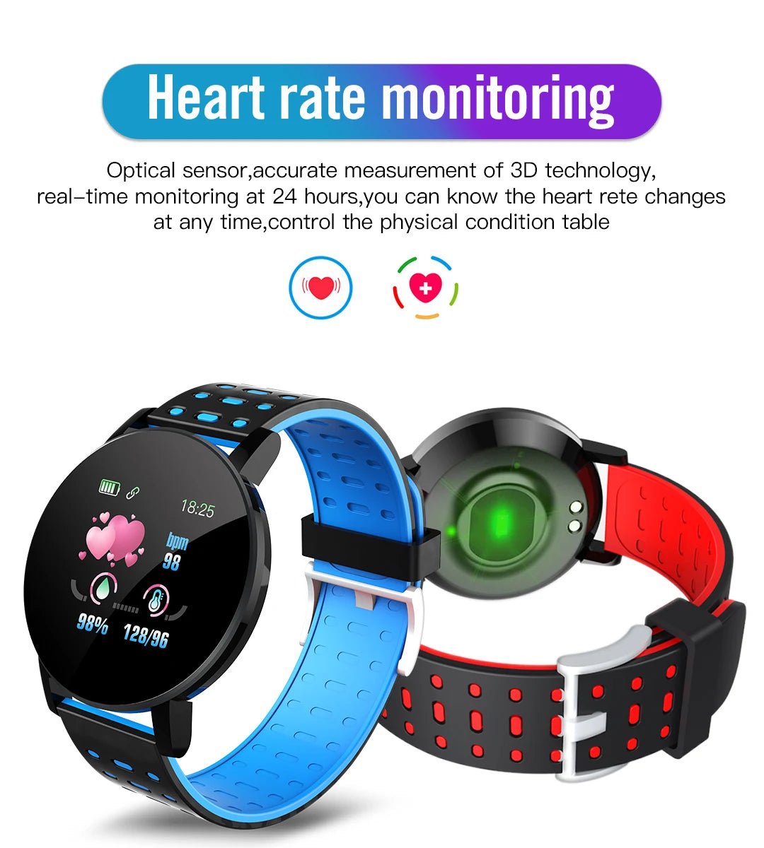 119S Bluetooth Smartwatch - Advanced Health Monitoring and Fitness Tracking for Men and Women, Compatible with Android and iOS