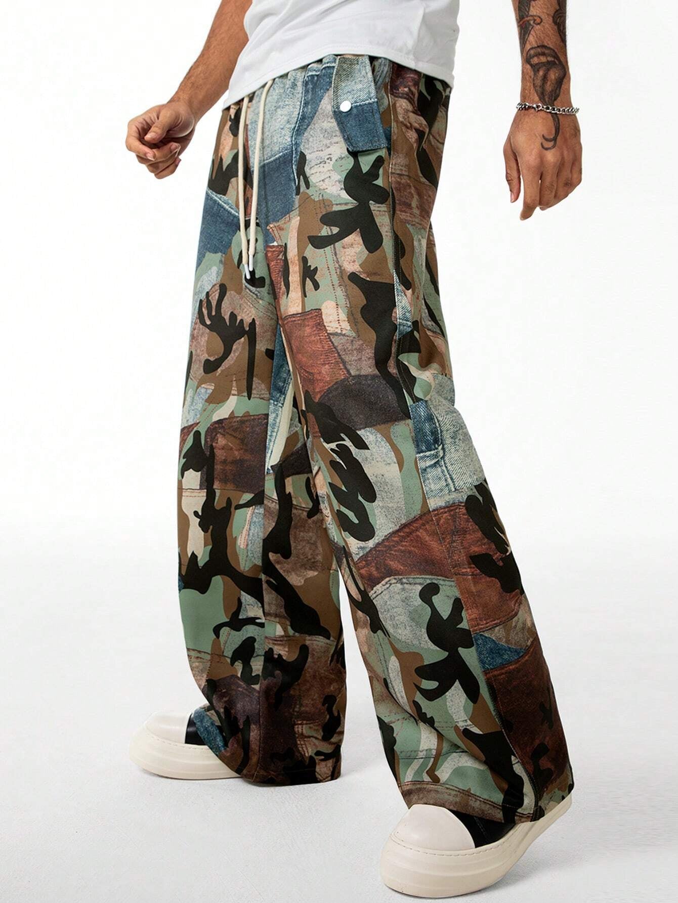 Manfinity EMRG Men'S Casual Camouflage Printed Drawstring Waist Pants