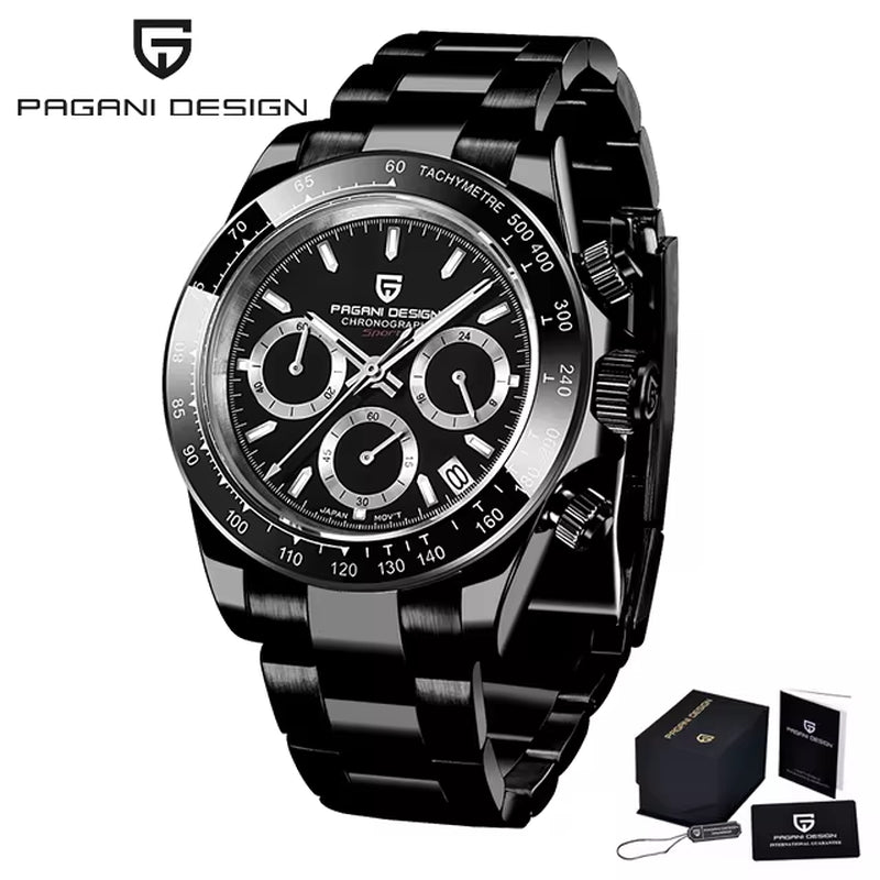 40Mm New V2  Men'S Quartz Watches Sapphire Retro Chronograph Stainless Steel Waterproof Watch Men Relogio Masculino