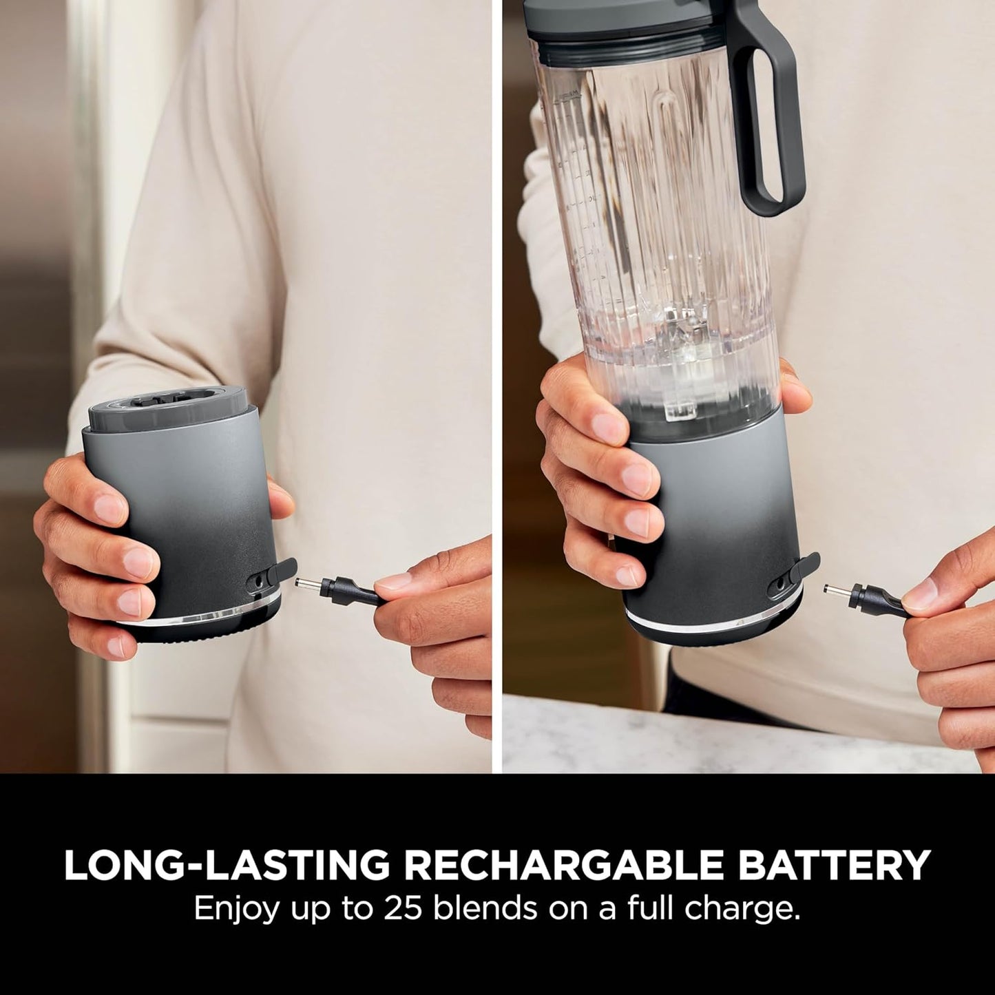Blast Max Portable Blender, 570Ml, Rechargeable Battery, Blending Cup & Leak-Proof Lid, 3X Blend Functions, Makes Smoothies, Protein Shakes, Blends Ice & Frozen Fruit, Cool Grey BC251EUGY