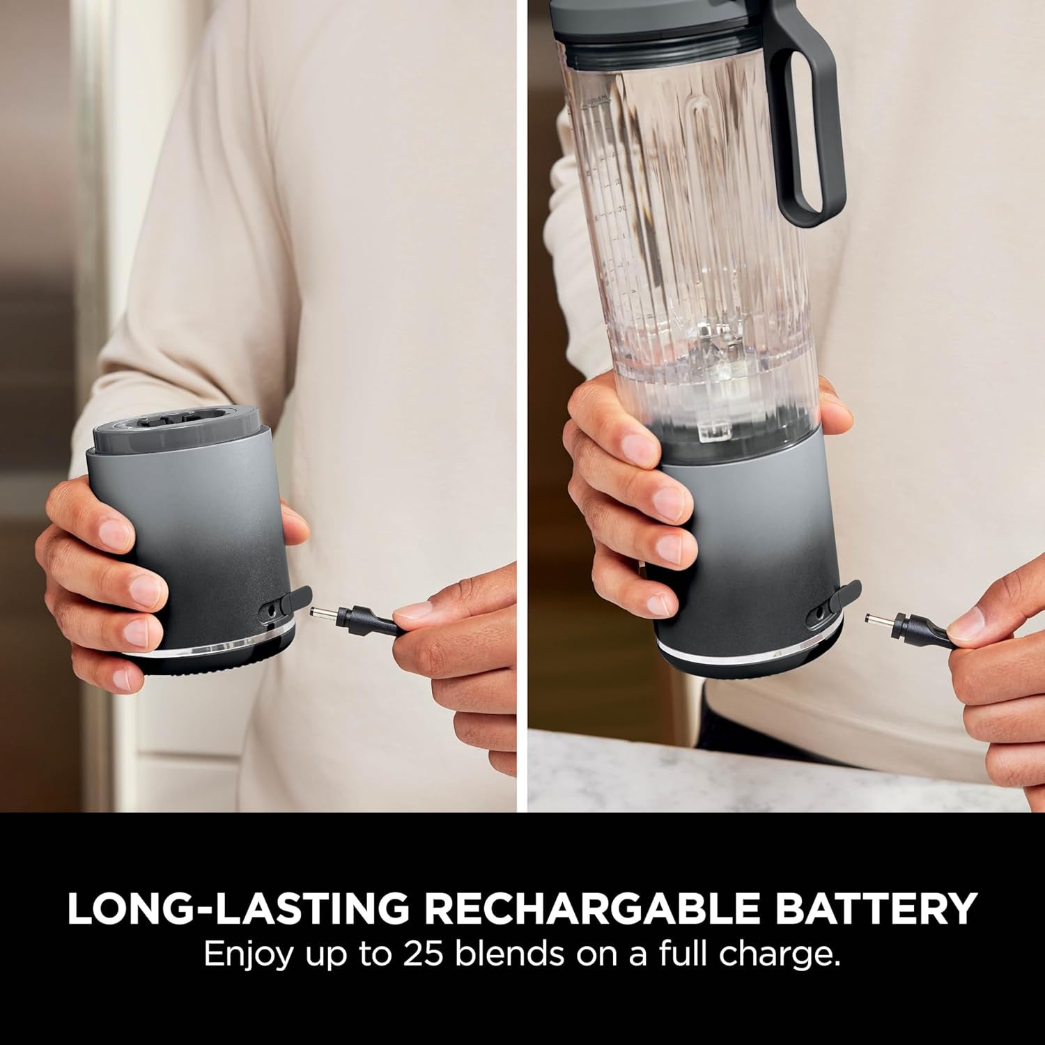 Blast Max Portable Blender, 570Ml, Rechargeable Battery, Blending Cup & Leak-Proof Lid, 3X Blend Functions, Makes Smoothies, Protein Shakes, Blends Ice & Frozen Fruit, Cool Grey BC251EUGY