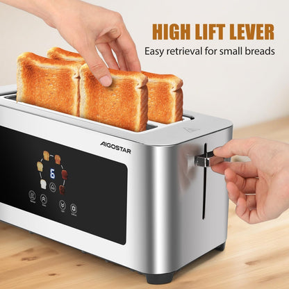 Long Slot Toaster Stainless Steel, Extra-Wide Slots, Digital Touch Control, 6 B