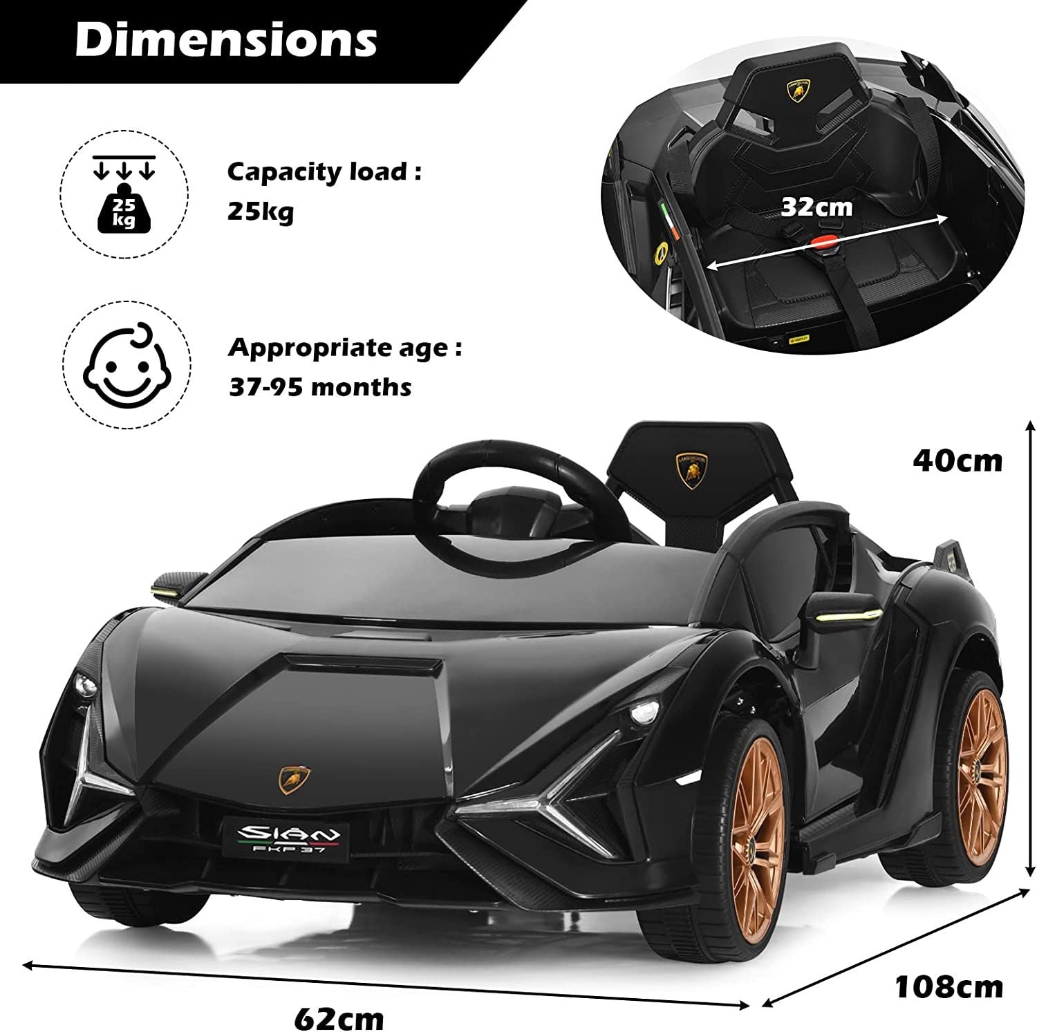 12V Electric Vehicle Featuring Remote Control and LED Lighting Functions