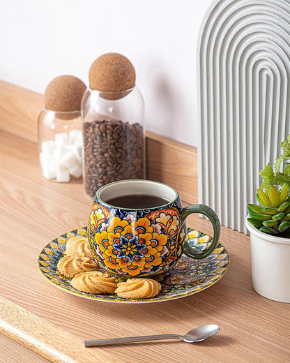 Porcelain Mug Set, Ceramic Cappuccino Cups/Mug Set - 600 Ml, Crockery Cup Mug for 6 People, Coffee Mug Set - Bohemian Style