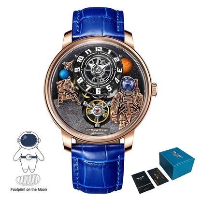 INDU Watch Men New Sace Series Unique Design Three-Dimensional Dial Arabic Numerals Luminous Sahire Mechanical Watch W2101B