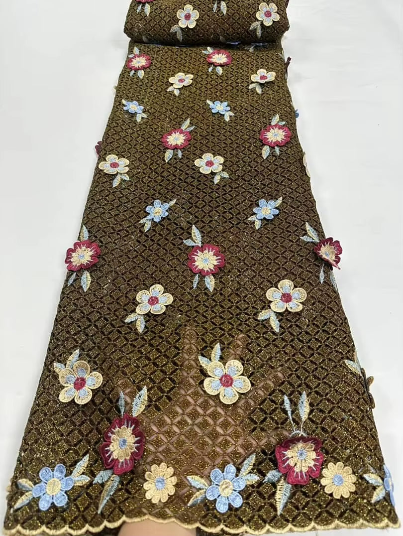 Nigerian 3D Embroidered Water Soluble Lace Fabric 2025 African Guipure Cord Lace Fabric for Sewing Women Dresses Latest 5 Yards