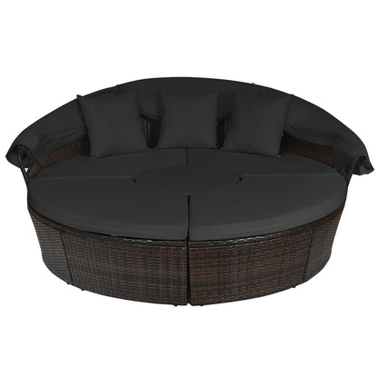 Outdoor Wicker Round Sectional Daybed for Patios and Gardens