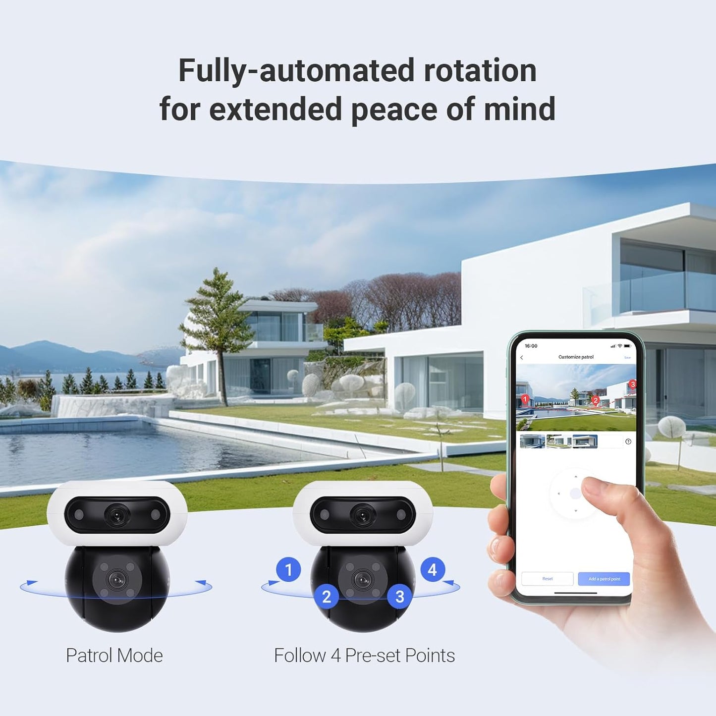 C90 Dual Lens 8MP (4MP+4MP) Wifi Outdoor Security Camera, 360° Surveillance Cameras, CCTV Cameras, Colour Night Vision, AI Person/Vehicle Detection, Two-Way Audio, Alexa, Waterproof
