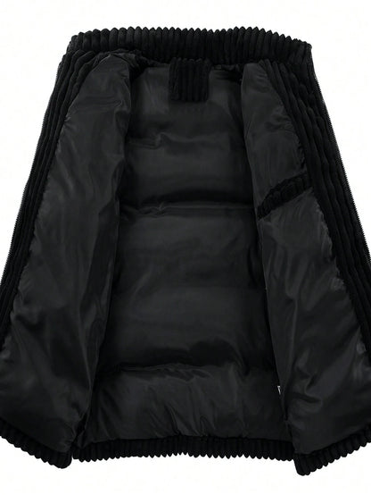 Manfinity Homme Oversized Men'S Zip-Up Corduroy Padded Coat