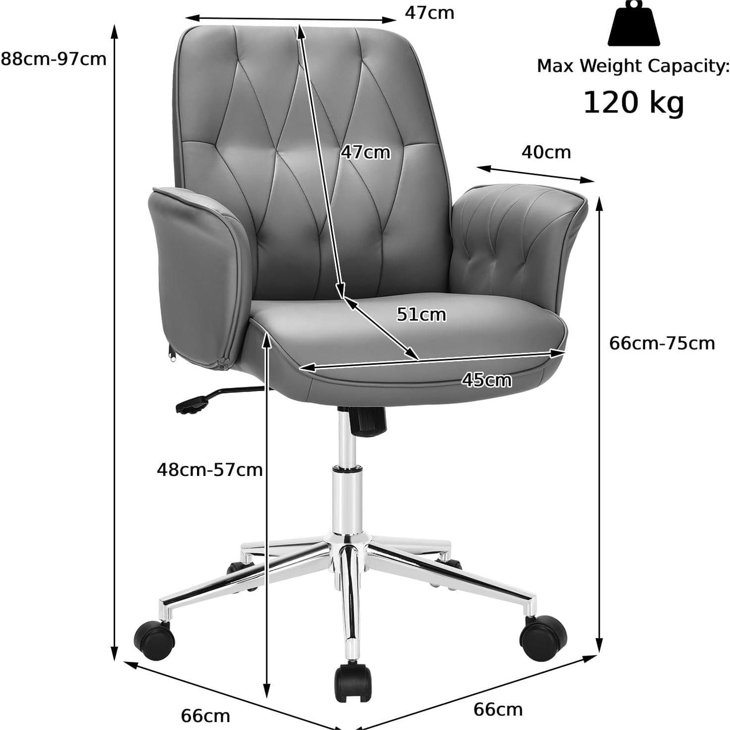 Adjustable PU Leather Executive Office Chair with Swivel and Rocking Capabilities