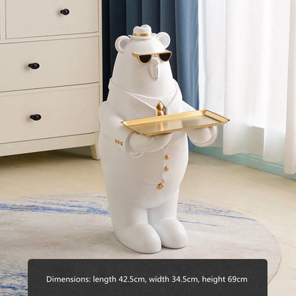 Modern Multi-Function Bear Statue Sculpture Living Room Decoration Large Storage Tray Crafts Ornaments Home Accessories Creative