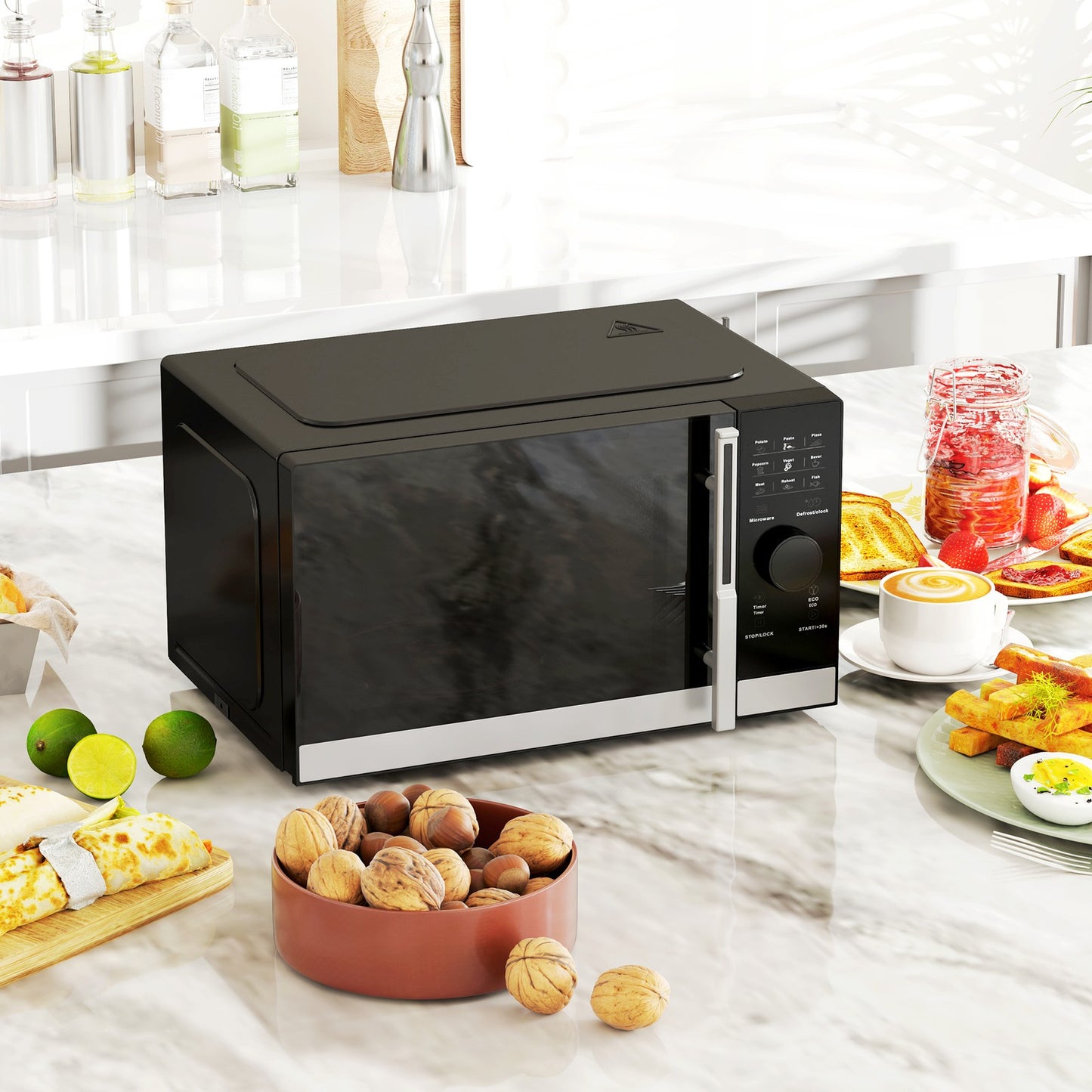 HOMCOM 23L Digital Microwave Oven with Auto Cook, 10 Levels, Eco Mode