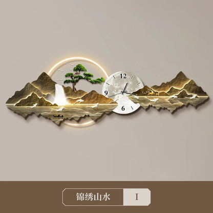 Light Luxury Clock Wall Chinese Modern Fashion Living Room Decorative Wall Watch Interior Design Horloge Murale Wall Decor