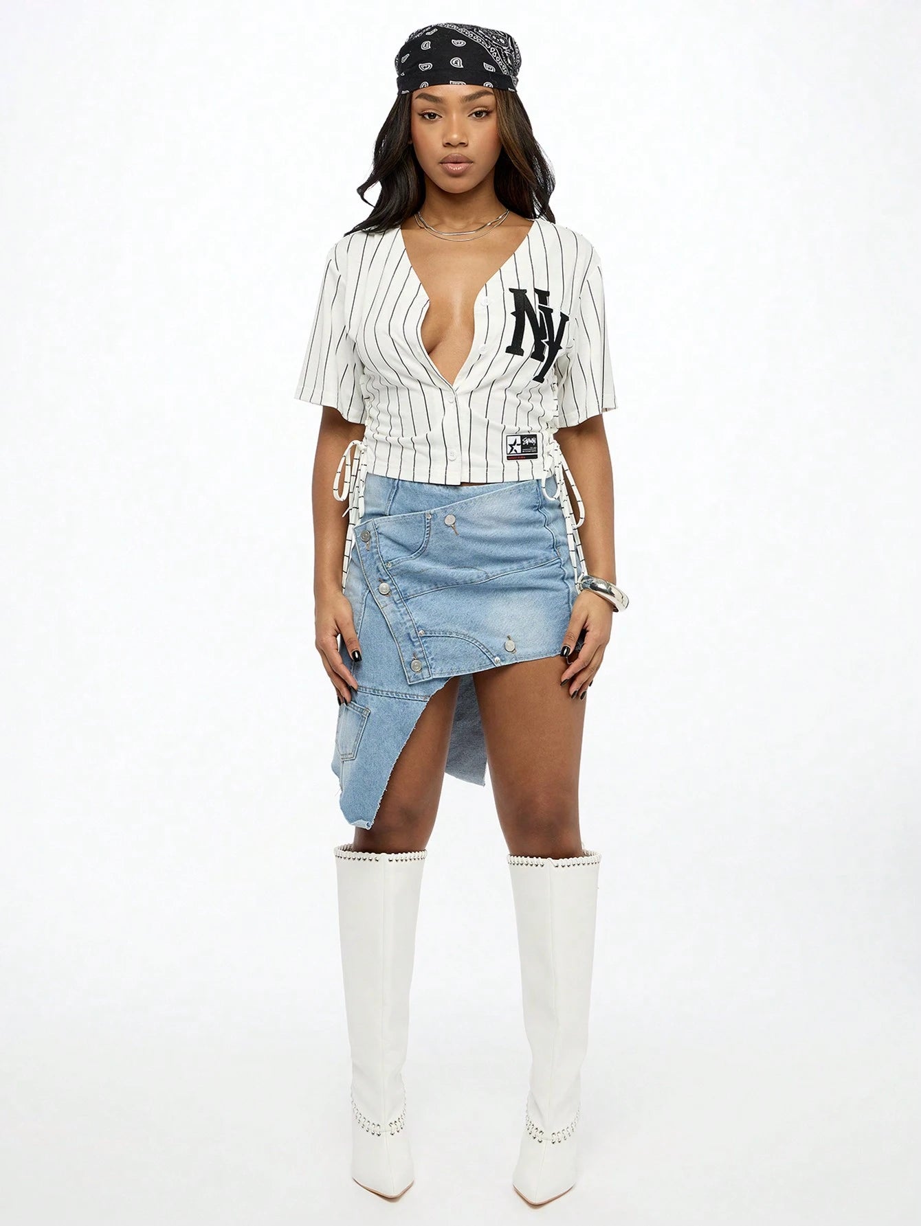 SUMWON WOMEN Street Tie up Corset Style Basketball Top