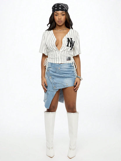 SUMWON WOMEN Street Tie up Corset Style Basketball Top