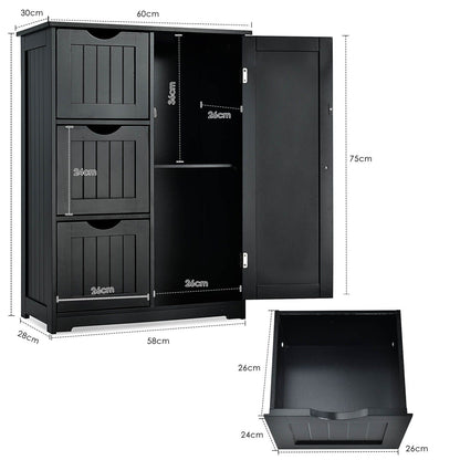 Freestanding Bathroom Cabinet with One Door and Three Drawers