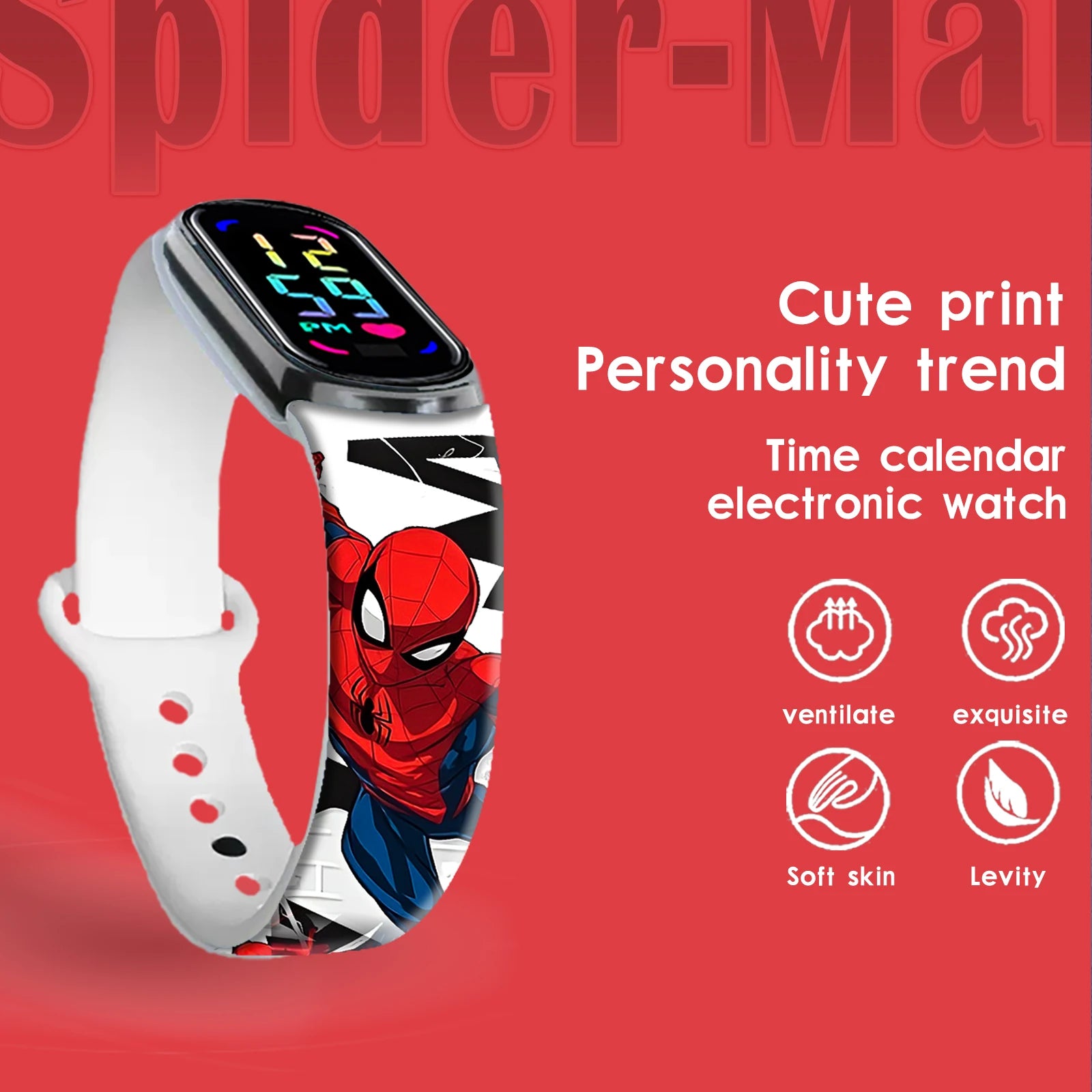 Disney Spider Man Children'S Cartoon Anime Character Luminous Bracelet Watch LED Touch Waterproof Clock Sports Gifts Christmas H