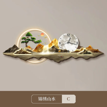 Light Luxury Clock Wall Chinese Modern Fashion Living Room Decorative Wall Watch Interior Design Horloge Murale Wall Decor