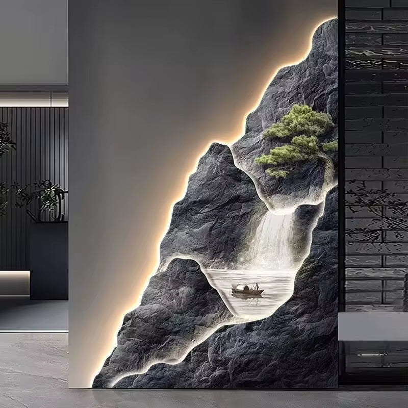 2024 New Flow Generating Wealth, Entrance Decoration Painting, High End Corridor Mural, Landscape Hanging Painting