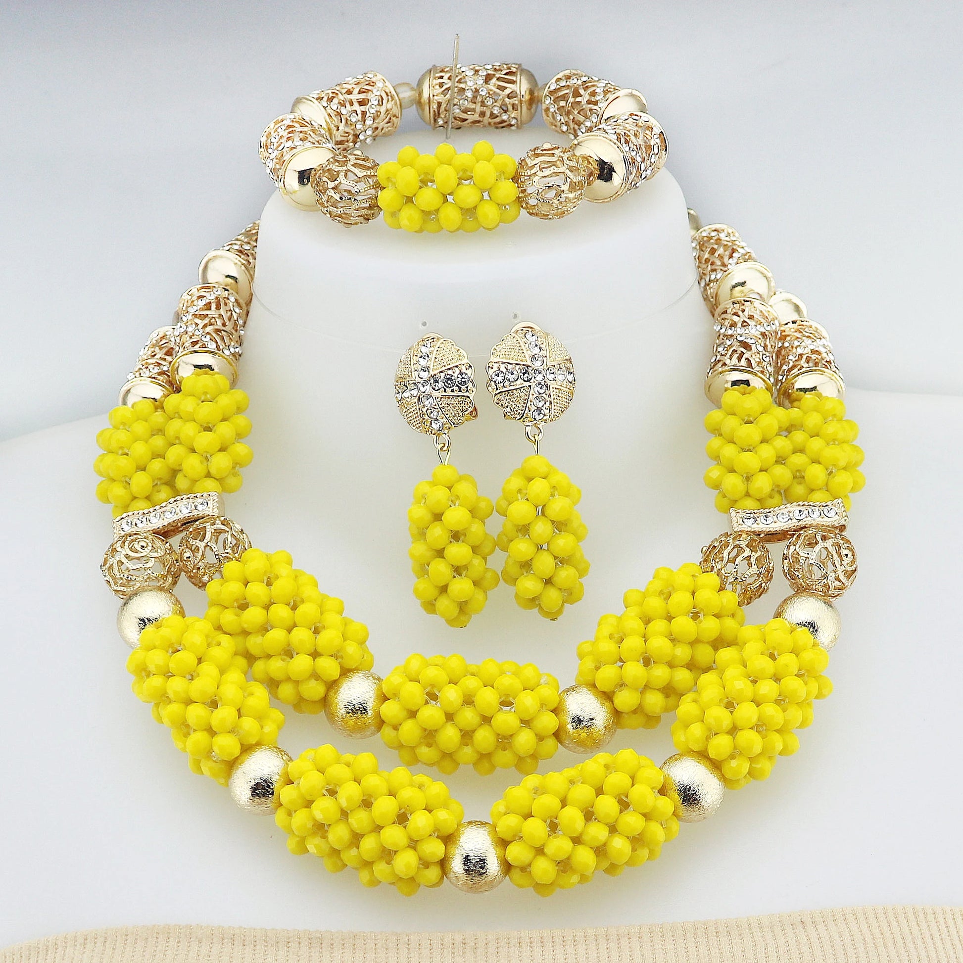 African Crystal Glass Jewelry Set - Elegant Nigerian Bridal Gift for Women - Perfect for Parties and Weddings