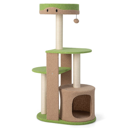 Multi-Level Cat Tree with Condo and Plush Perch - 111 cm