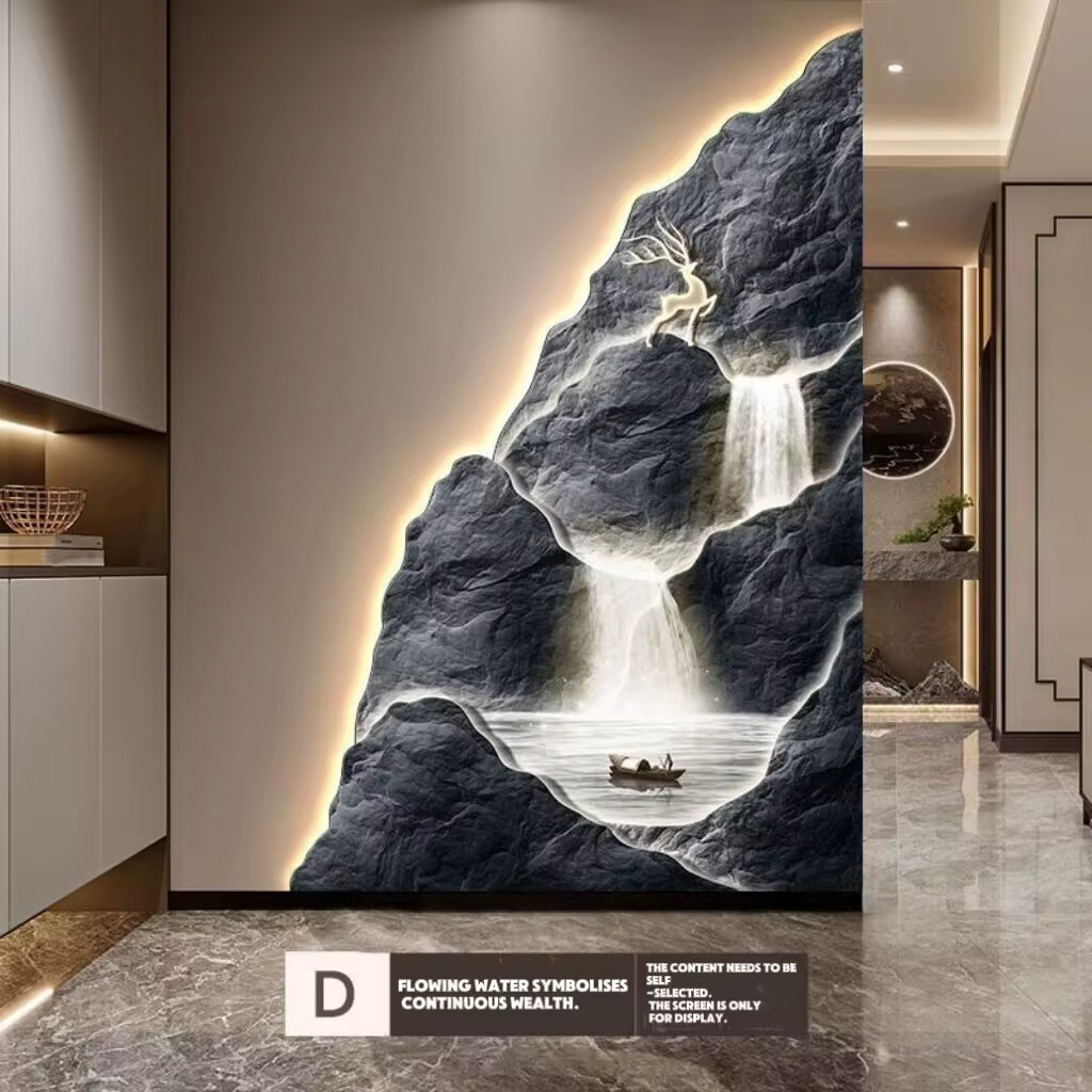 2024 New Flow Generating Wealth, Entrance Decoration Painting, High End Corridor Mural, Landscape Hanging Painting