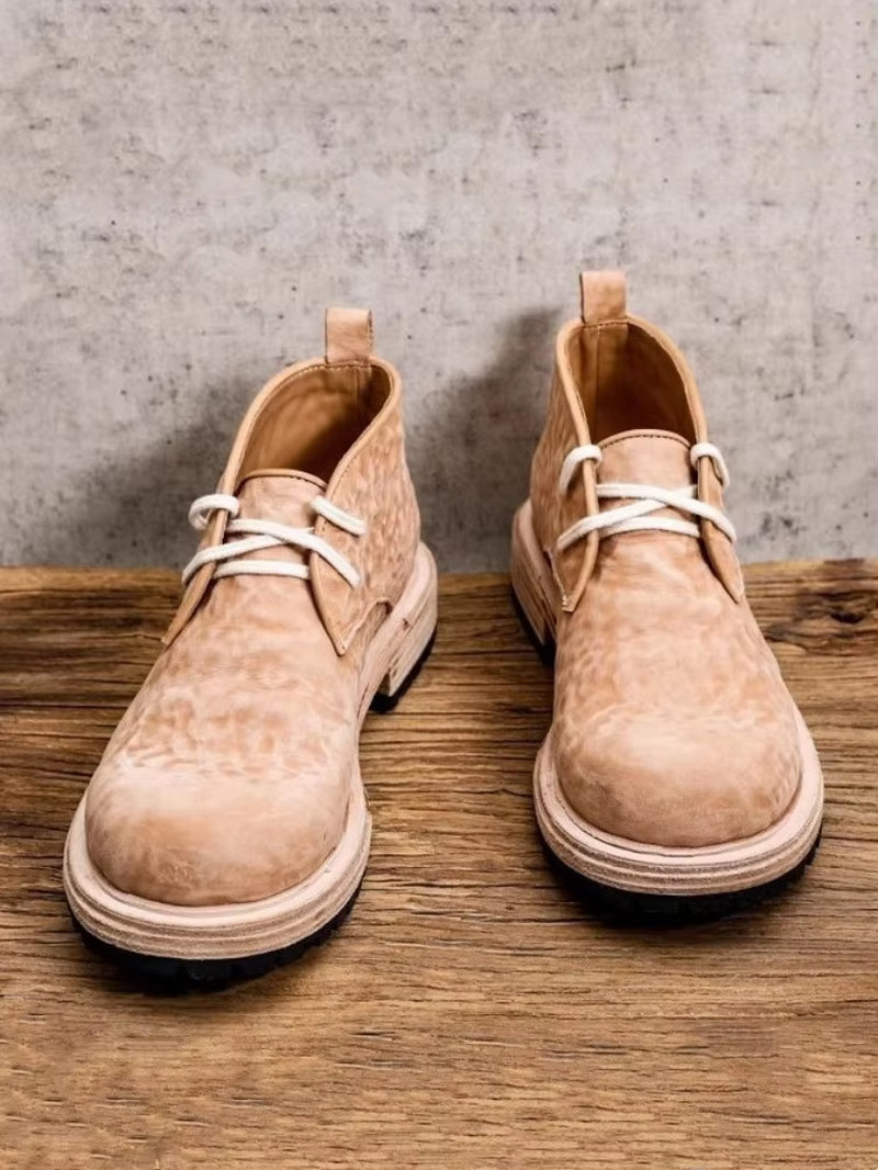 Dress Shoes Men Vintage Business Casual High Top Shoes Lace up Handmade Horsehide Genuine Leather Work Cargo Shoes High Quality