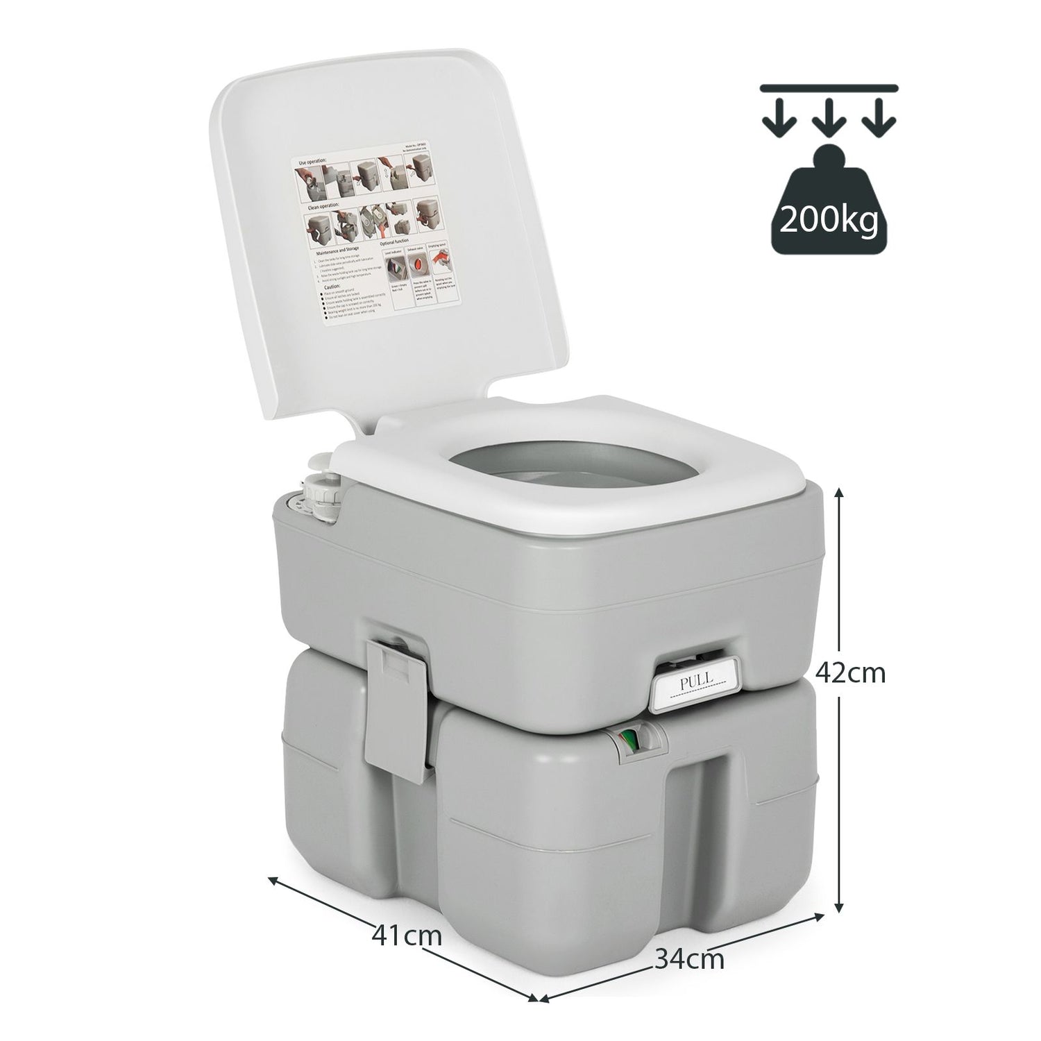 Portable Outdoor Camping Toilet with 20-Liter Waste Tank and Flush Pump