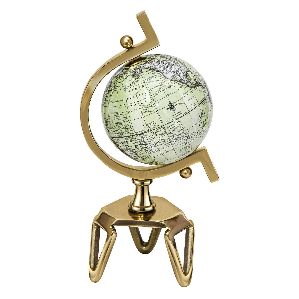 Elegant Interactive Educational Globe with Triangular Metal Stand and Realistic Meridian