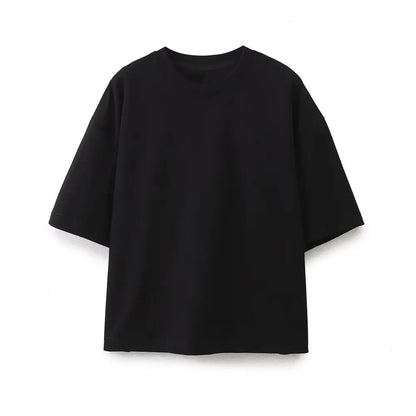 2024 Women'S Solid Casual T Shirts Pant Set Short Sleeves O-Neck T-Shirt Top+Lace-Up Loose Side Pockets Straight Pant