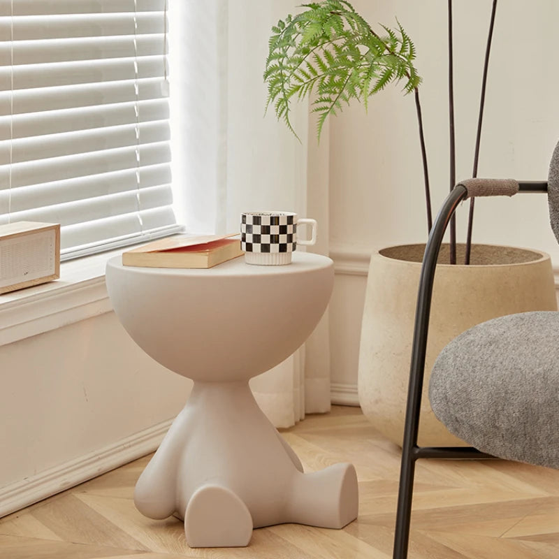 INS Cream Wind Coffee Table Nordic Plastic Sofa Side Tables Bedroom Bedside Tables Living Room Furniture round Small Low Stool