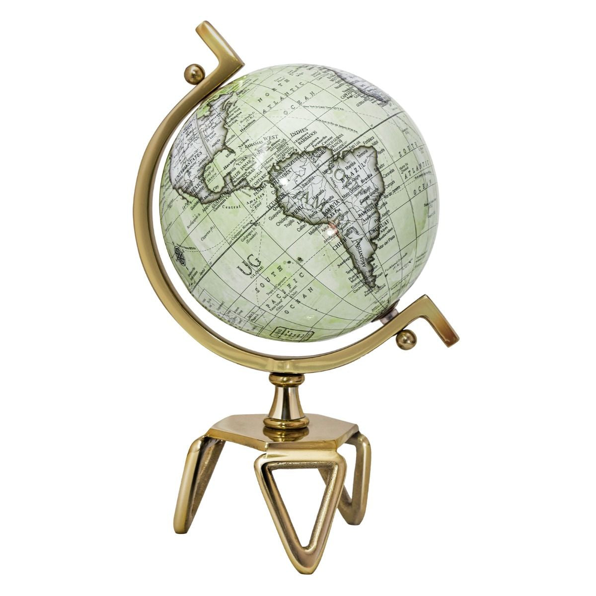 Elegant Interactive Educational Globe with Triangular Metal Stand and Realistic Meridian