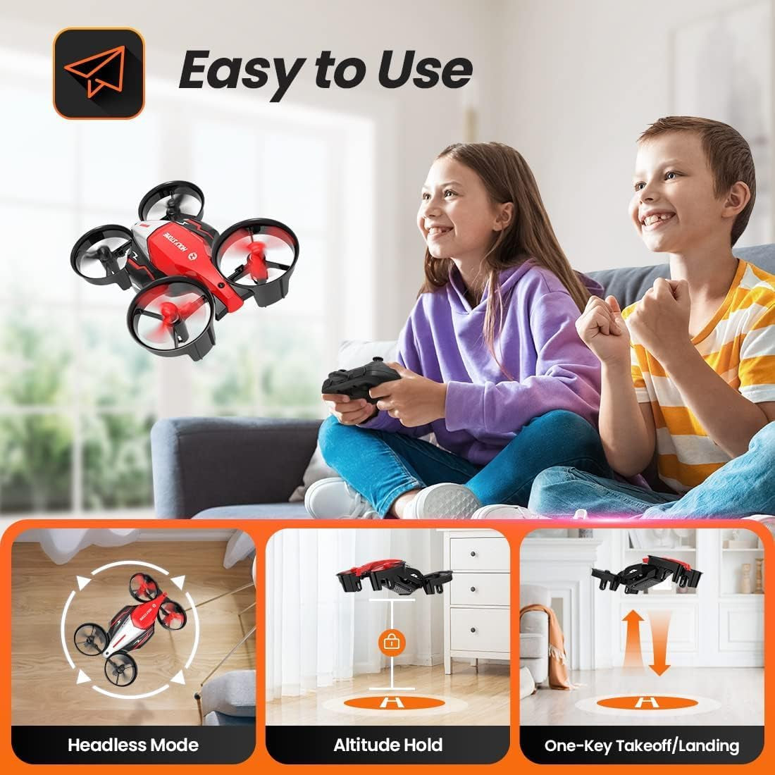 HS210F Mini Nano RC Drone for Kids Gift Portable Pocket Quadcopter with Altitude Hold, 3D Flips and Headless Mode, Race Drone with Light Easy to Fly for Beginners
