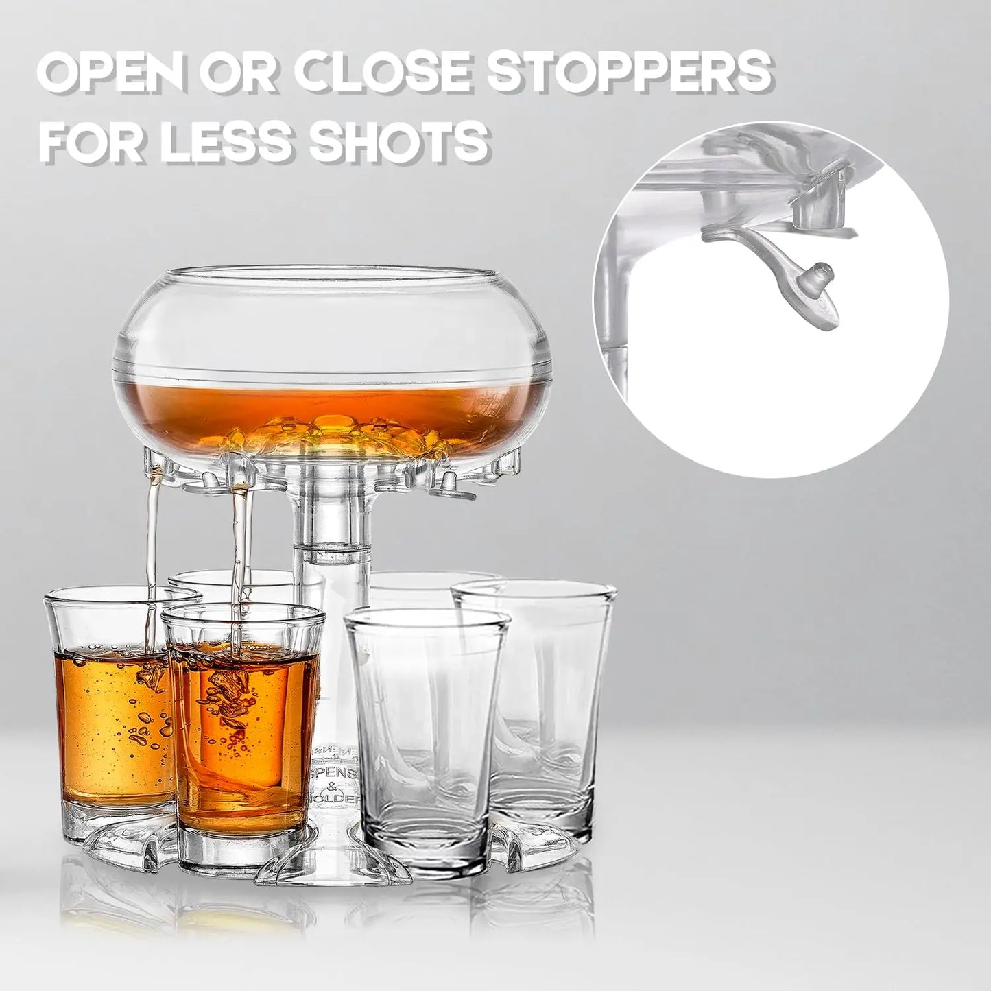 Adjustable Shot Glass Dispenser and Holder Made of Food Grade Plexiglass Shot Dispenser with 6 Drinking Glasses for Parties