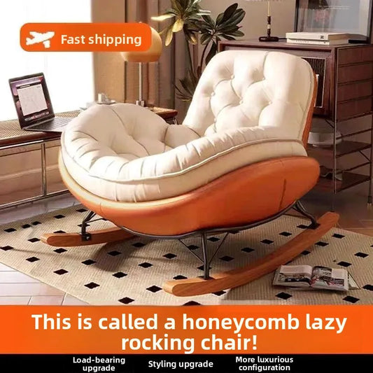 Modern, Penguin, Rocking Chair, Deck Chair, Balcony, Home, Leisure Chair Living Room, Light Luxury, Honeycomb, Pull Button, Lazy