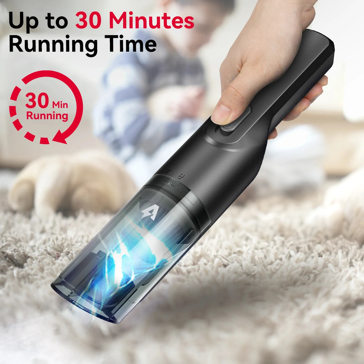 Powerful 6000Pa Cordless Handheld Vacuum Cleaner - Ideal for Home, Office, and Car Cleaning