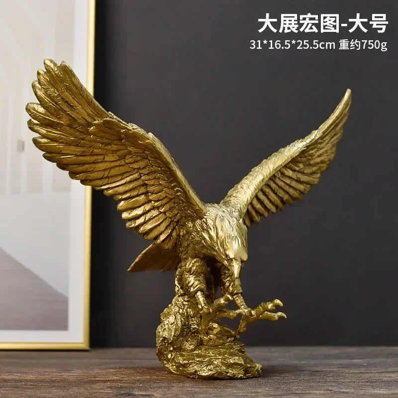 Resin American Golden Eagle Figurines Home Office Desktop Decoration Model Collection Statues Ornament Decor Objects