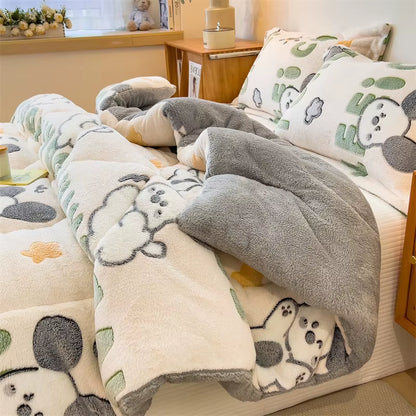 Lamb Fleece Blanket Winter Super Warm Quilt Autumn Spring Bedding Milk Fleece Comforter 5Kg Thickened Dormitory Single Double