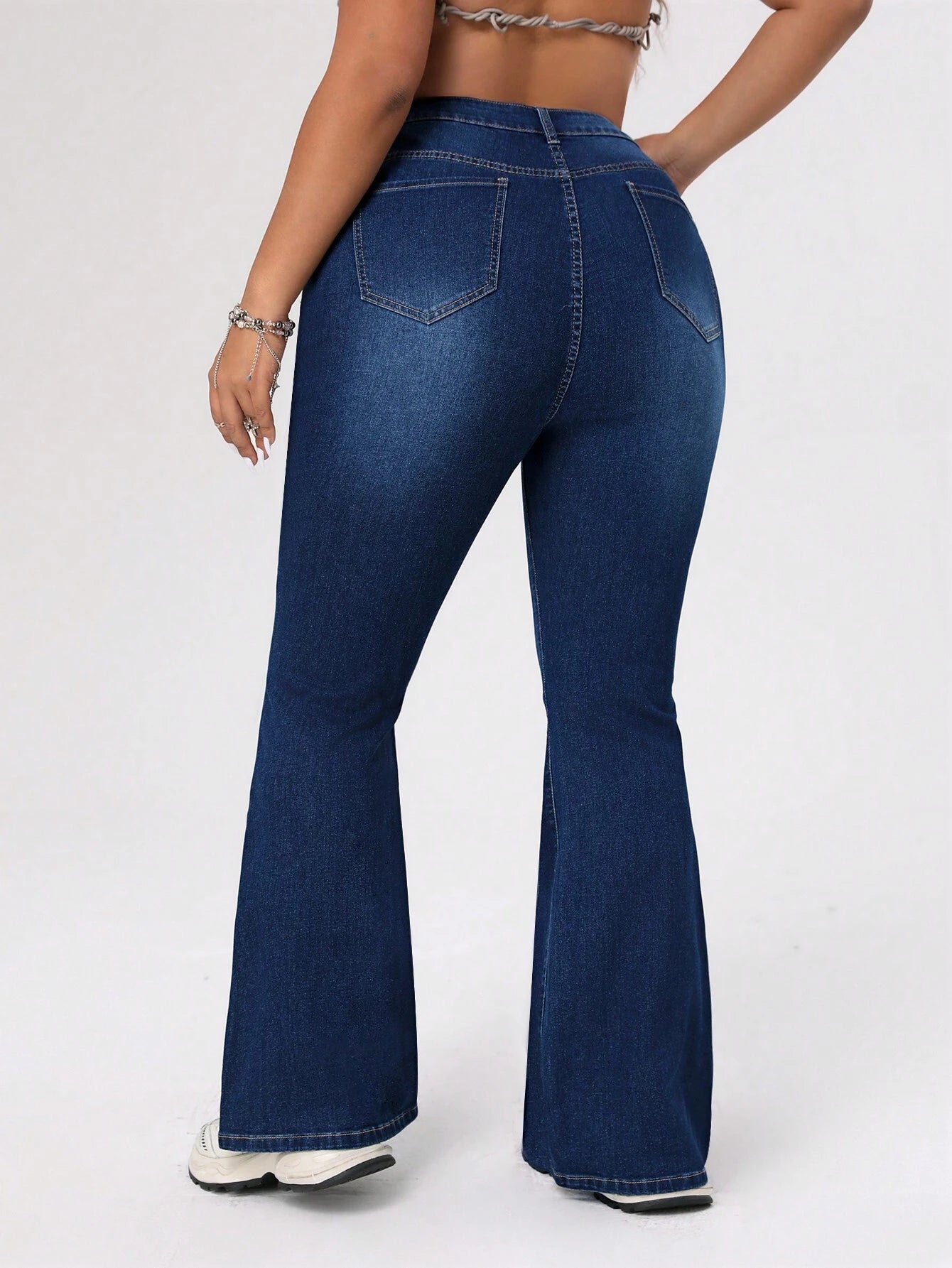 ICON Plus Size Women's Distressed Flared Jeans