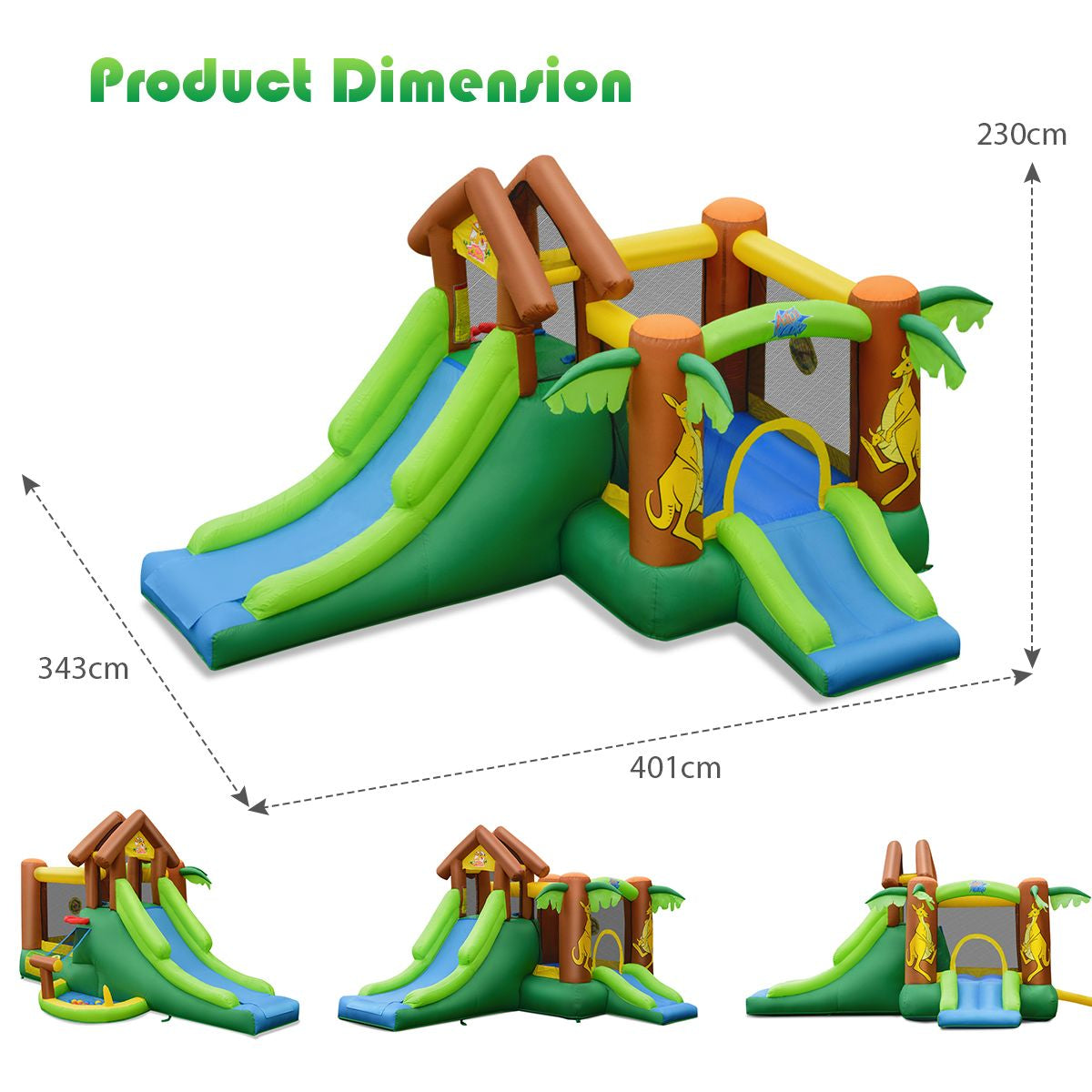 Professional Inflatable Bounce House Featuring Slides, Climbing Wall, and Air Blower