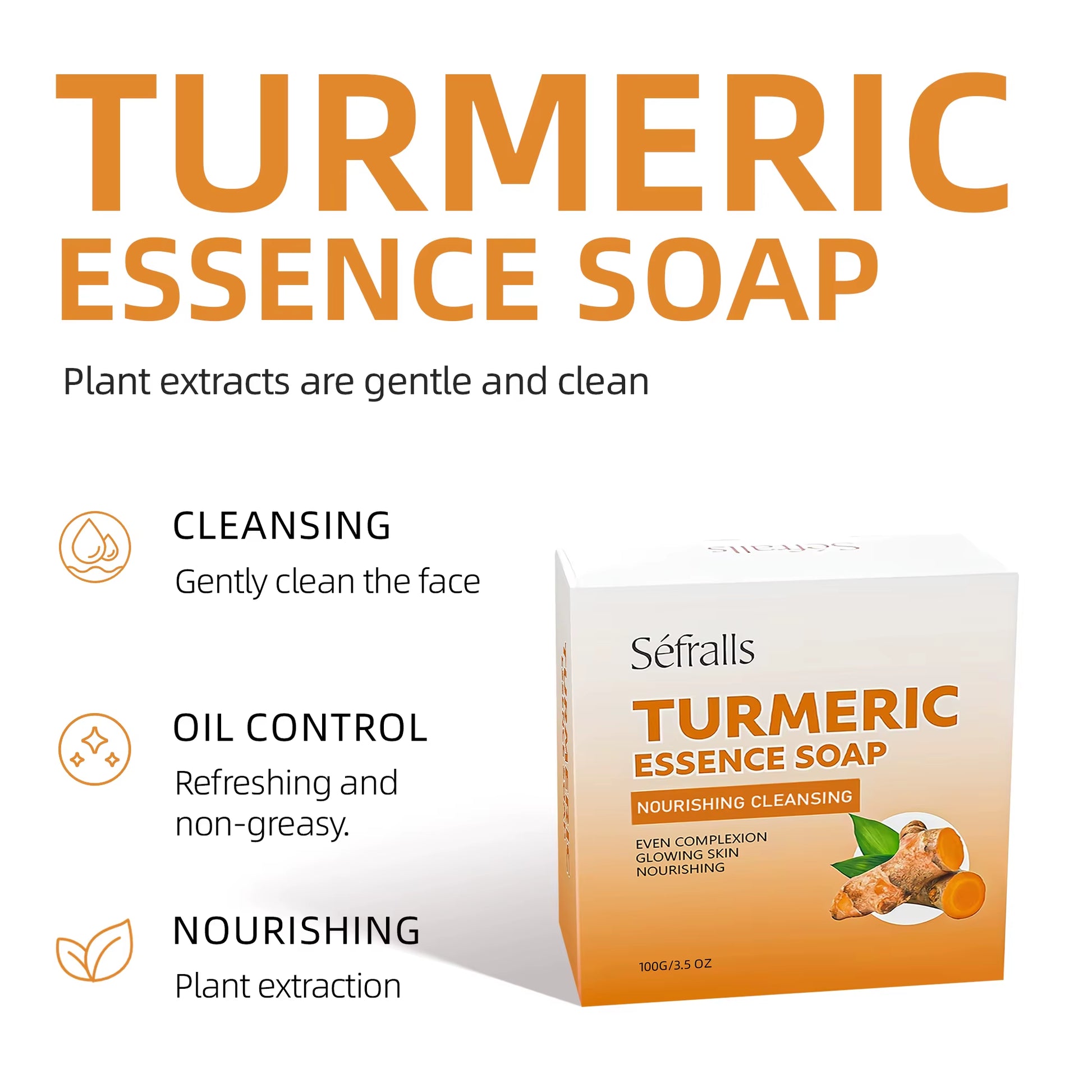 Séfralls Handmade Turmeric Soap 100Gfade Dark Spotsgentle Cleansingmoisturisinganti-Aginganti-Acnebrighteningbrighteningskincare
