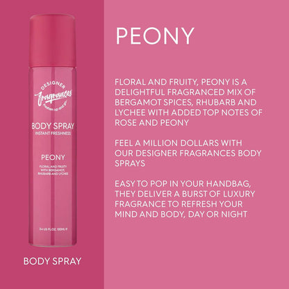 6 Pack Assorted Aromas Bundle - Rouge, Only One & Peony - Women'S Body Spray Deodorant Cans - for Instant Freshness on the Go - Long Lasting Smell, Great Gifts - 100Ml