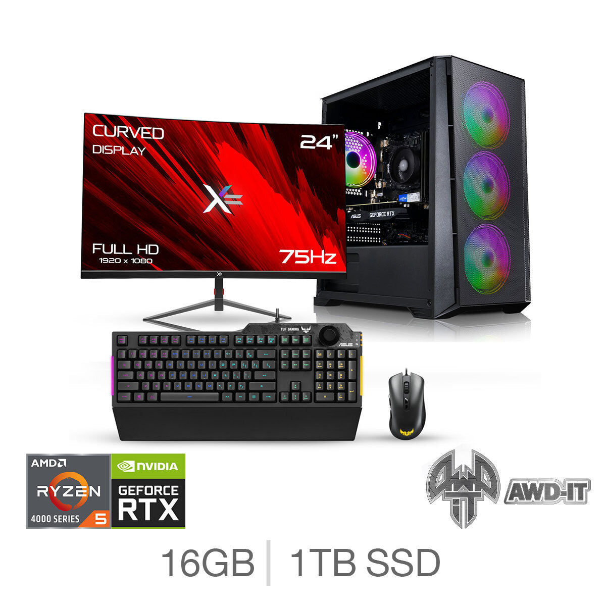 Mesh 5 Gaming Desktop PC Bundle - AMD Ryzen 5, 16GB RAM, 1TB SSD, NVIDIA GeForce RTX 3060